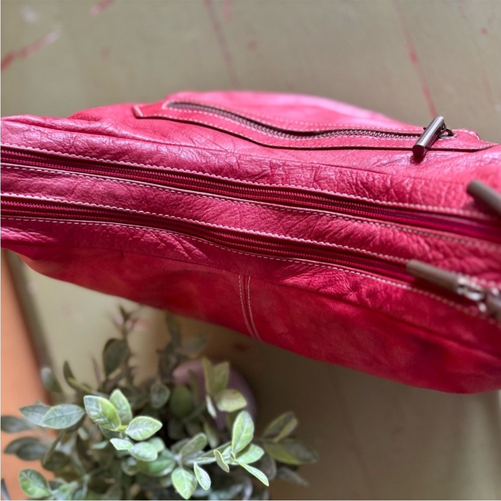 🎁SALE! VERA PELLE Red Leather Hobo Bag-Made in Italy - Picture 7 of 10